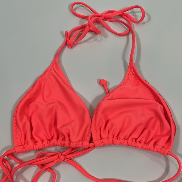 Volcom Bikini Size Large Bright Neon Coral Color EUC - Picture 2 of 10